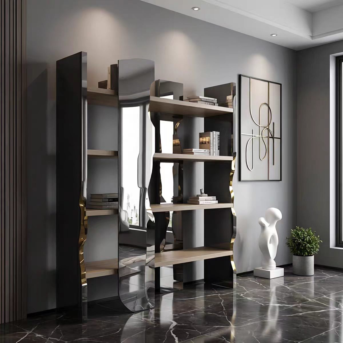 Luxury Italian Irregular Metal Bookshelf