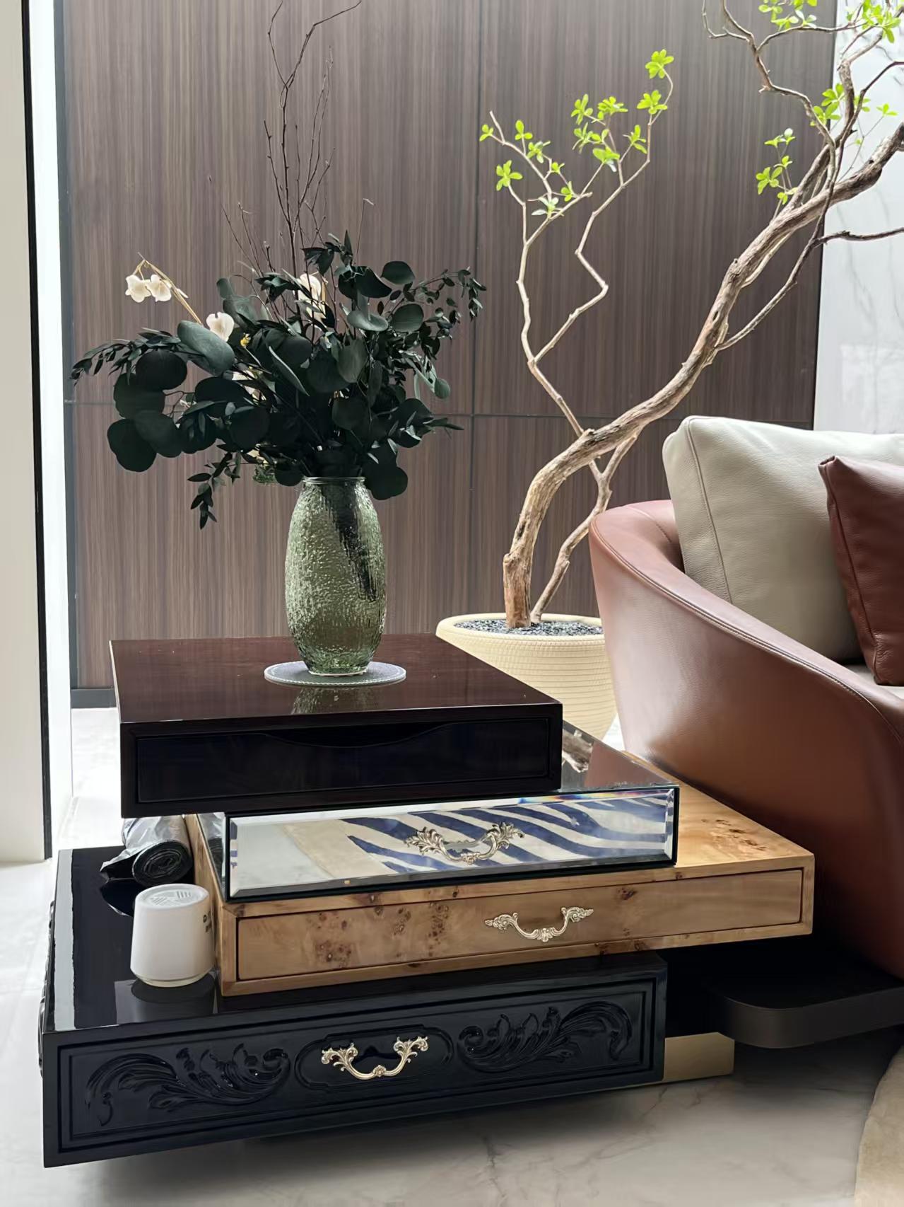 Italian Designer Layered Floating Drawer Coffee Table