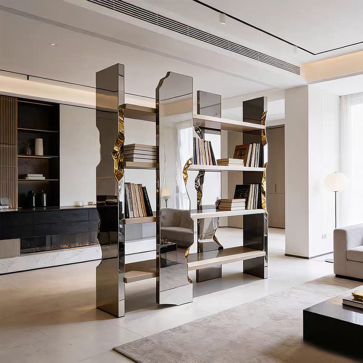 Luxury Italian Irregular Metal Bookshelf
