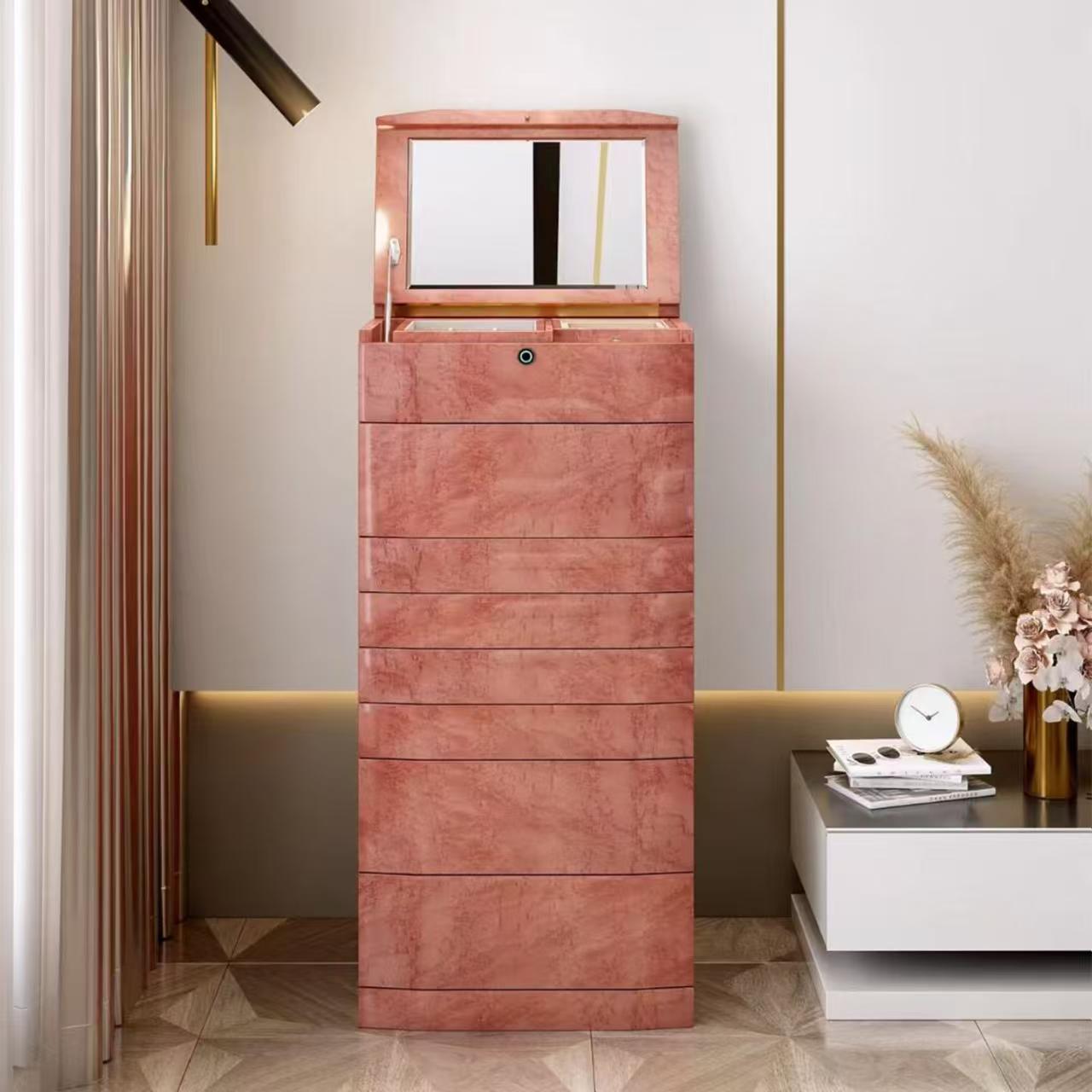 Luxury Wooden Jewelry Cabinet with Fingerprint Lock Design