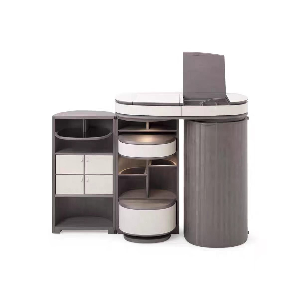 Luxury Italian Extendable Sideboard Cabinet with Leather & Wood Design