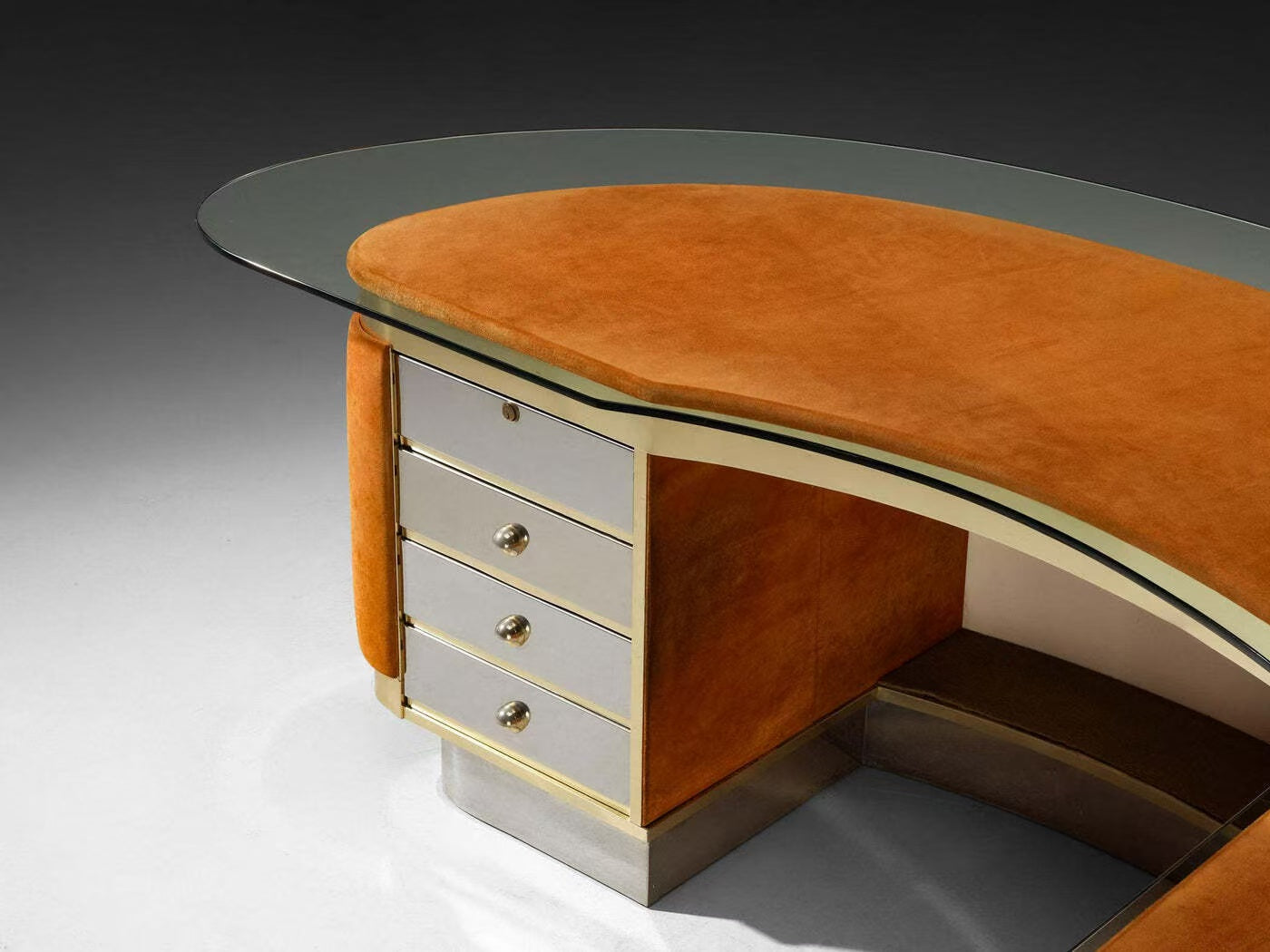 Luxury Modern Corner Executive Desk with Glass & Leather Design