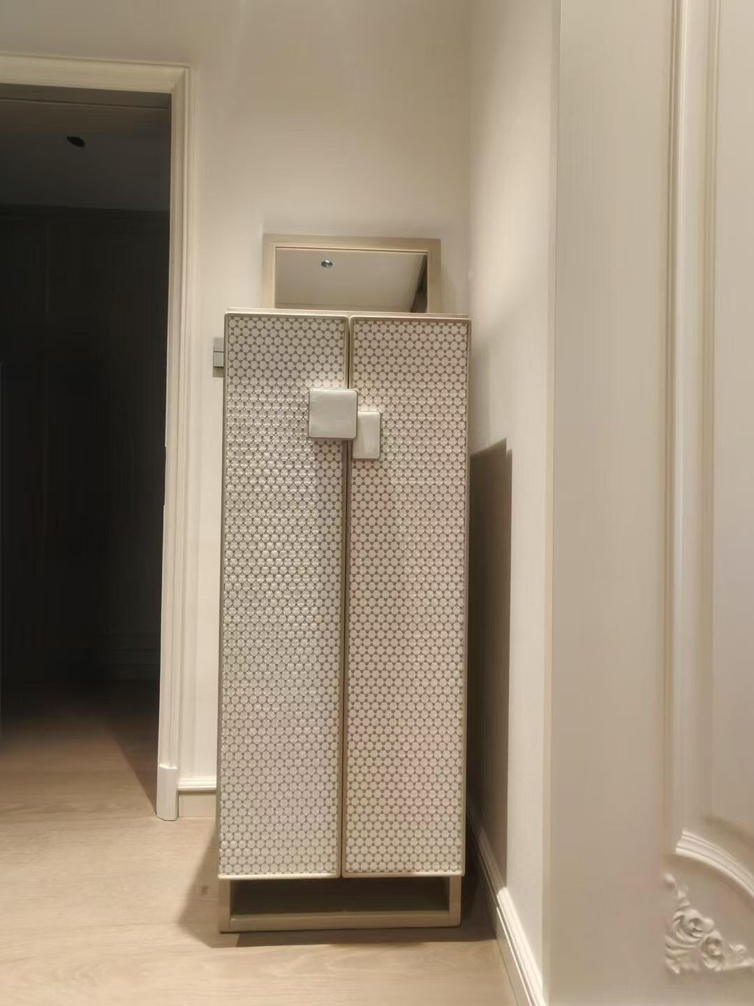 Luxury Italian Leather Jewelry Cabinet with Mirror and Password Lock