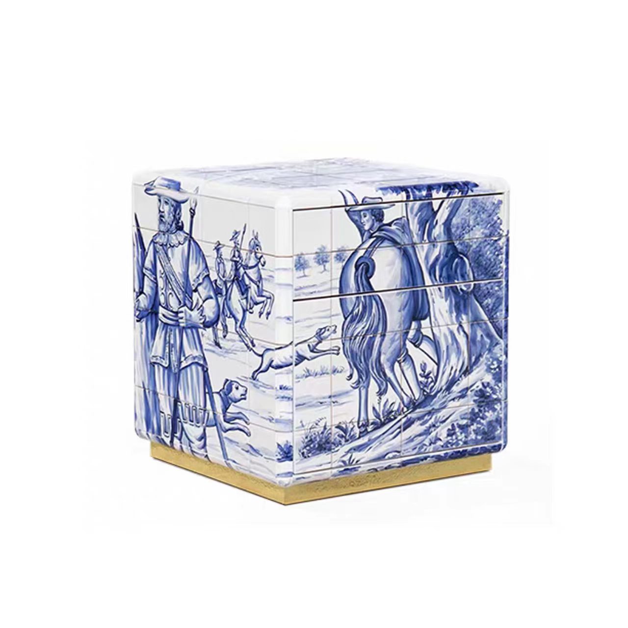 Luxury Italian Hand-Painted Bedside Cabinet