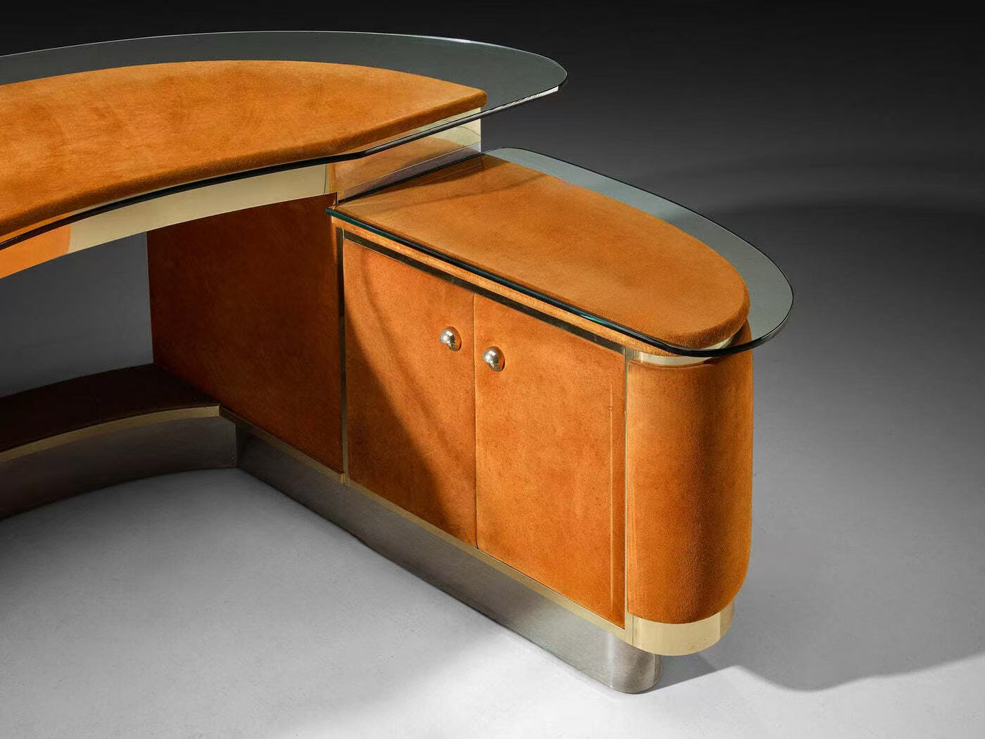 Luxury Modern Corner Executive Desk with Glass & Leather Design