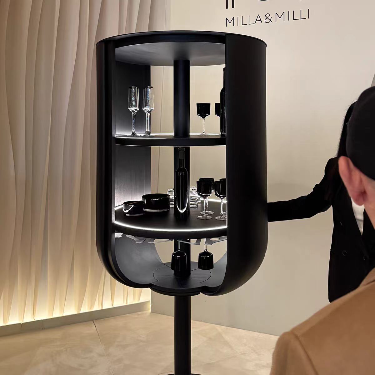 Luxury Italian Rotating Wine Cabinet with Solid Wood Design