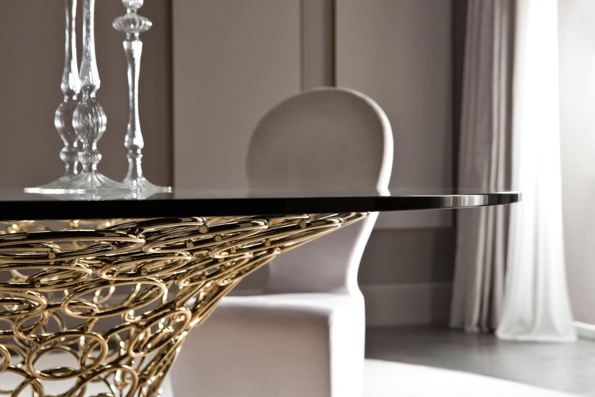 Luxury Italian Irregular Glass Dining Table Design