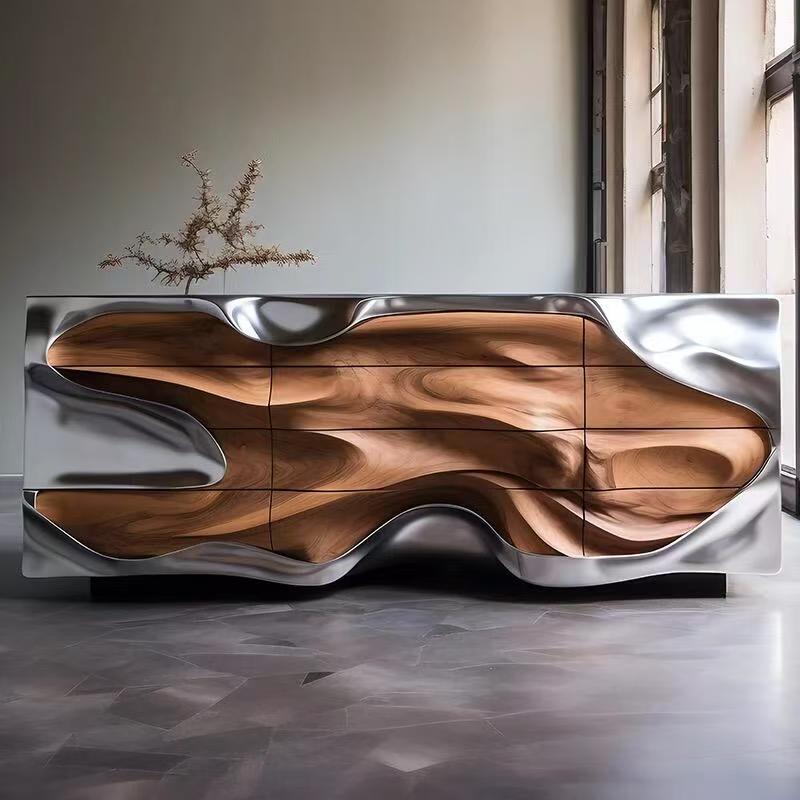 Luxury Italian Sculptural Console Cabinet