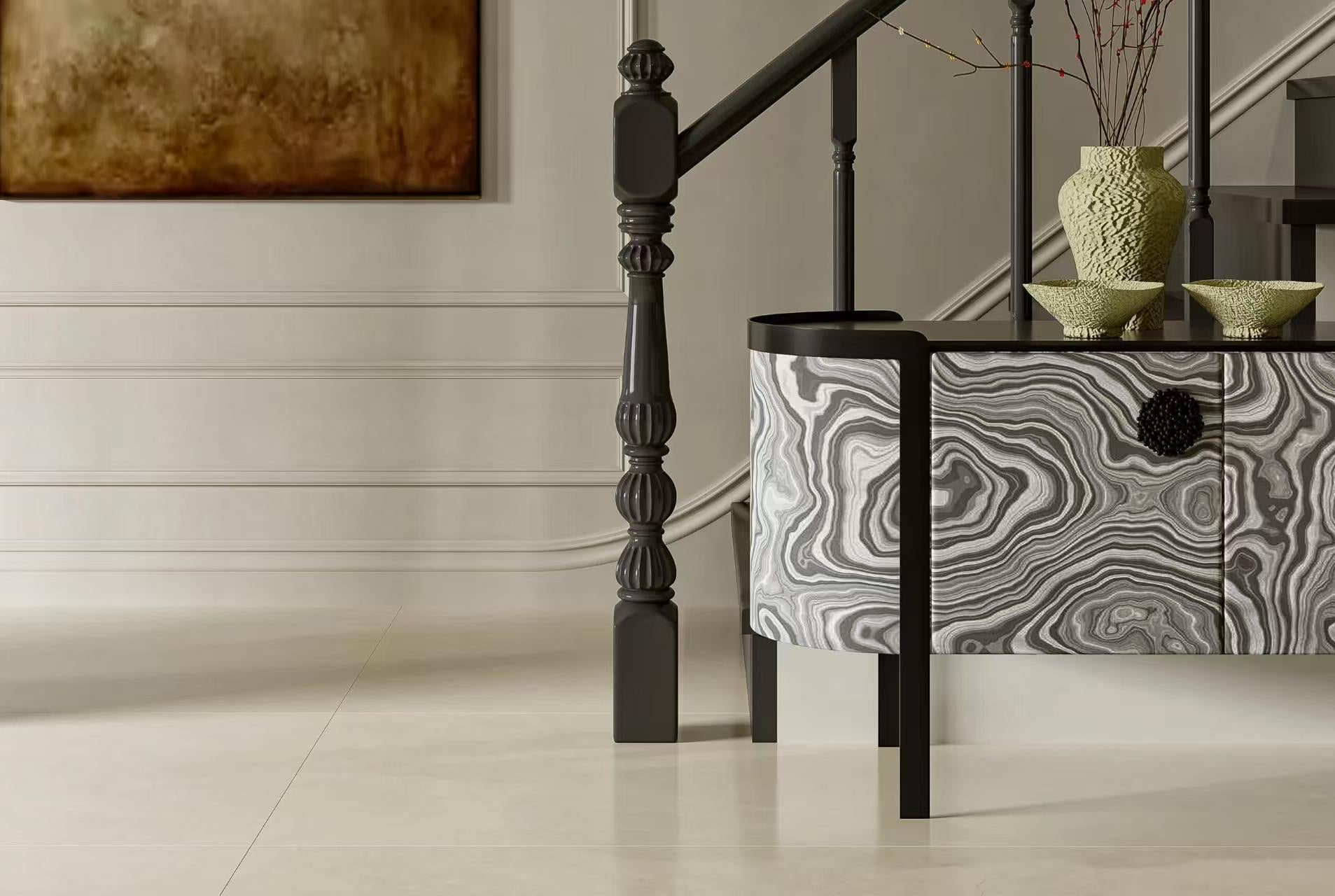 Luxury Italian Stone Top Console Cabinet Design
