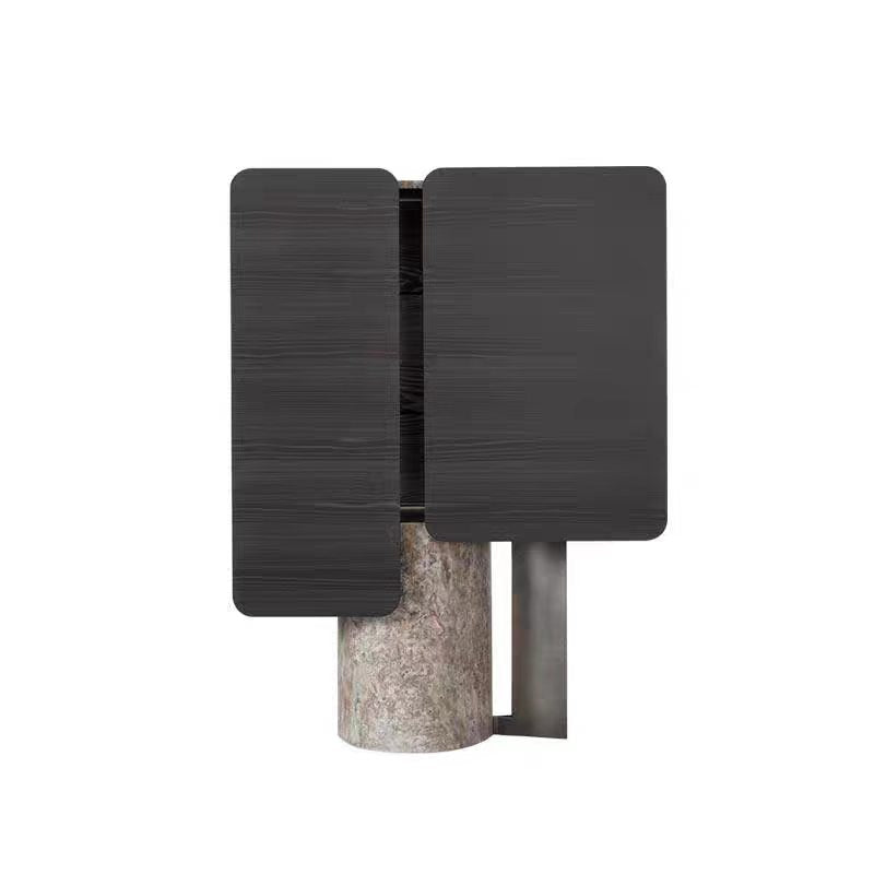 Luxury Italian Solid Wood Wine Cabinet with Marble & Stainless Steel Design