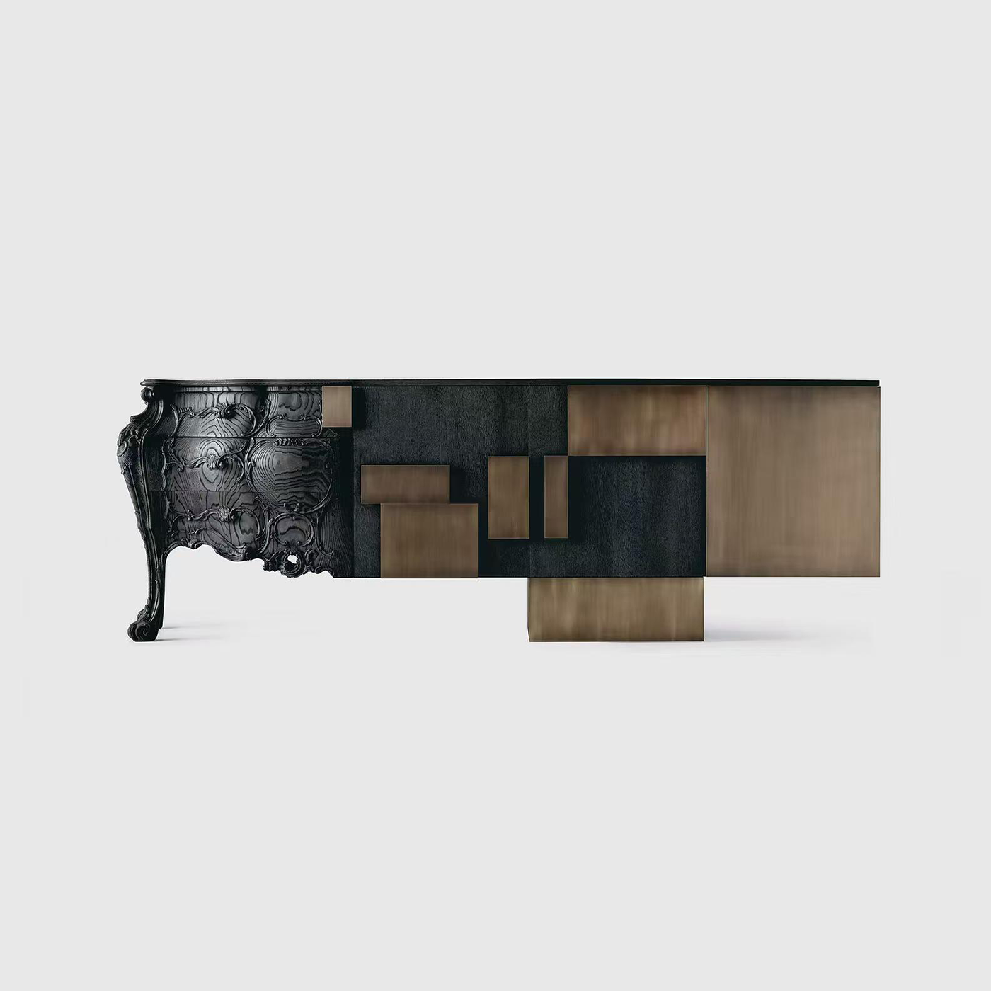 Luxury Nordic Carved Wood TV Cabinet