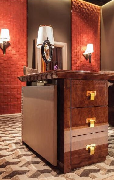 Luxury Italian Executive Desk with Leather & Stainless Steel Design