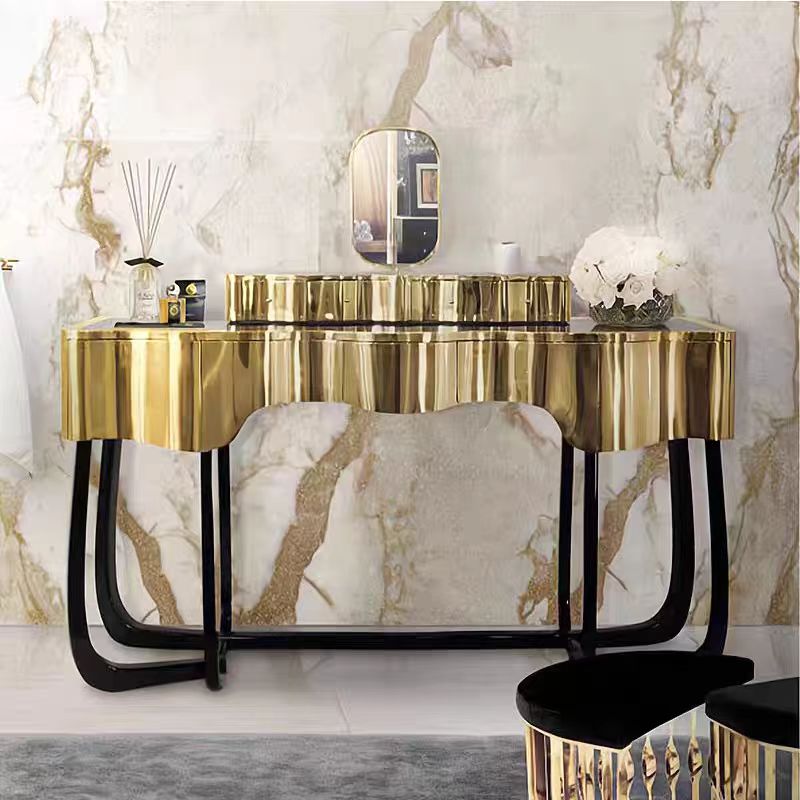 Luxury Italian Stainless Steel Vanity Table with Designer Design