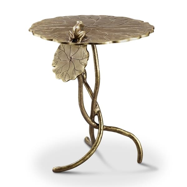 Luxury Oriental Lotus Leaf Brass Side Table