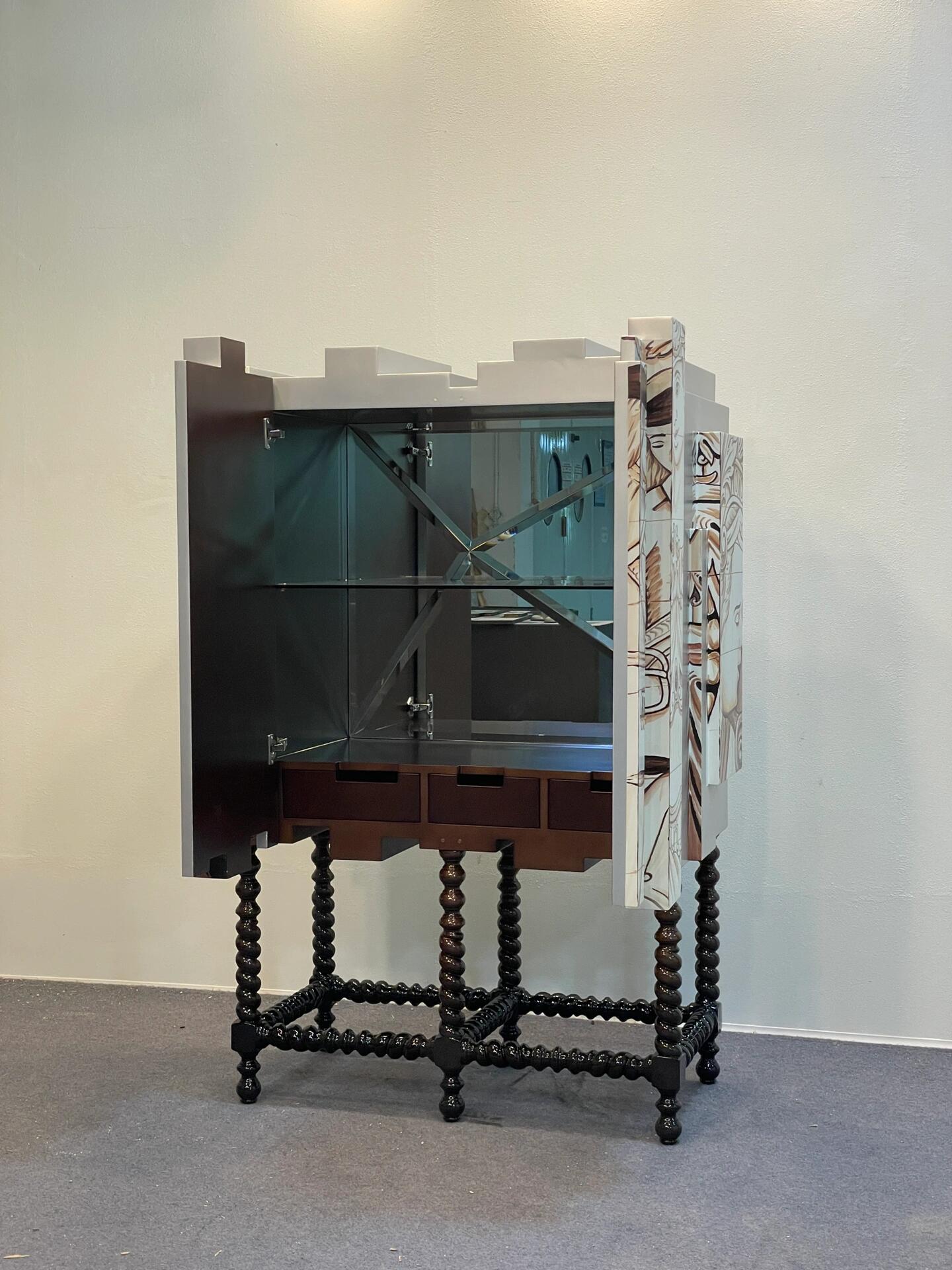 Portuguese Hand-Painted Luxury Wine Cabinet