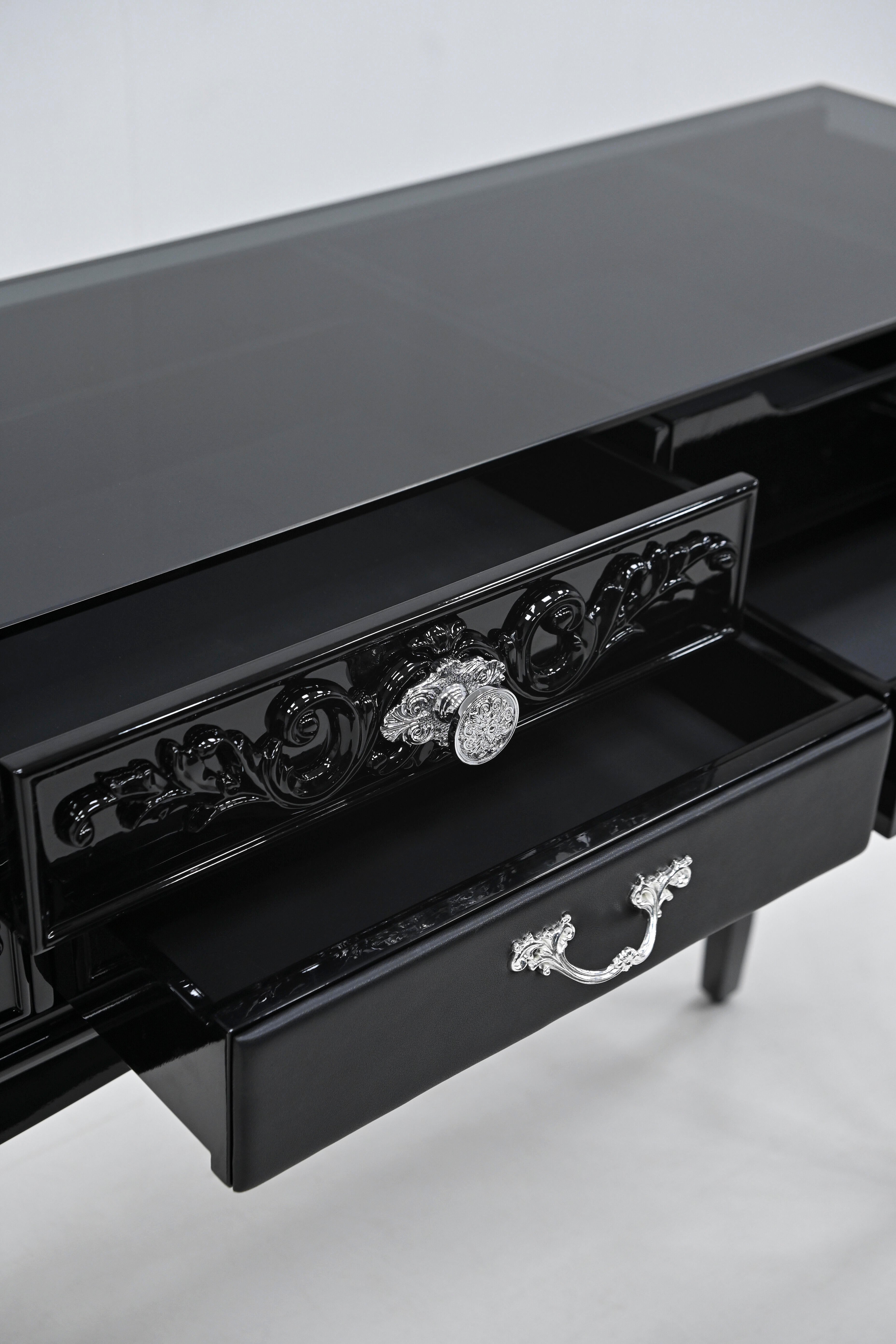 Luxury Italian Boca Entryway Console Cabinet with Stainless Steel Handles