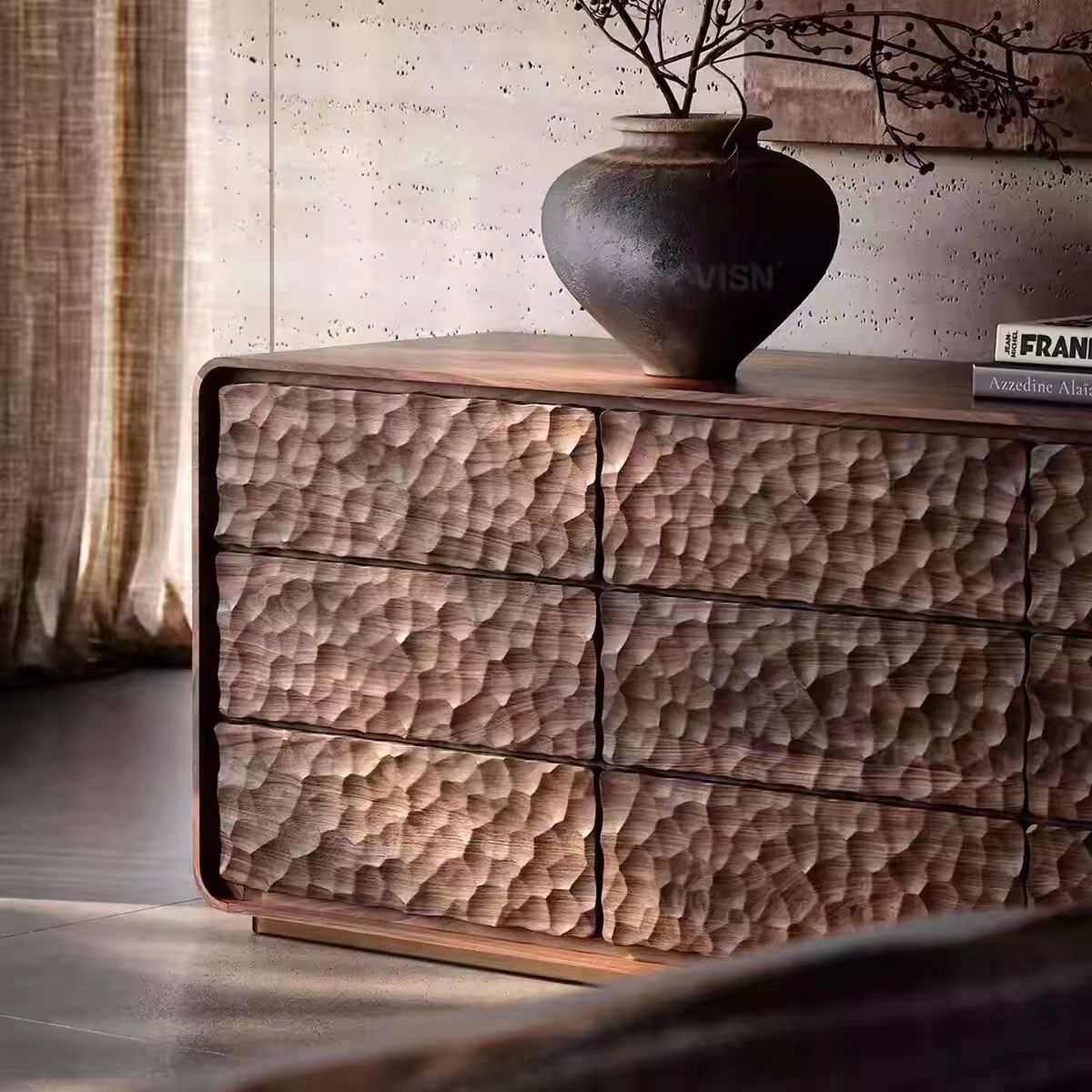 Luxury North American Black Walnut Nine-Drawer Cabinet