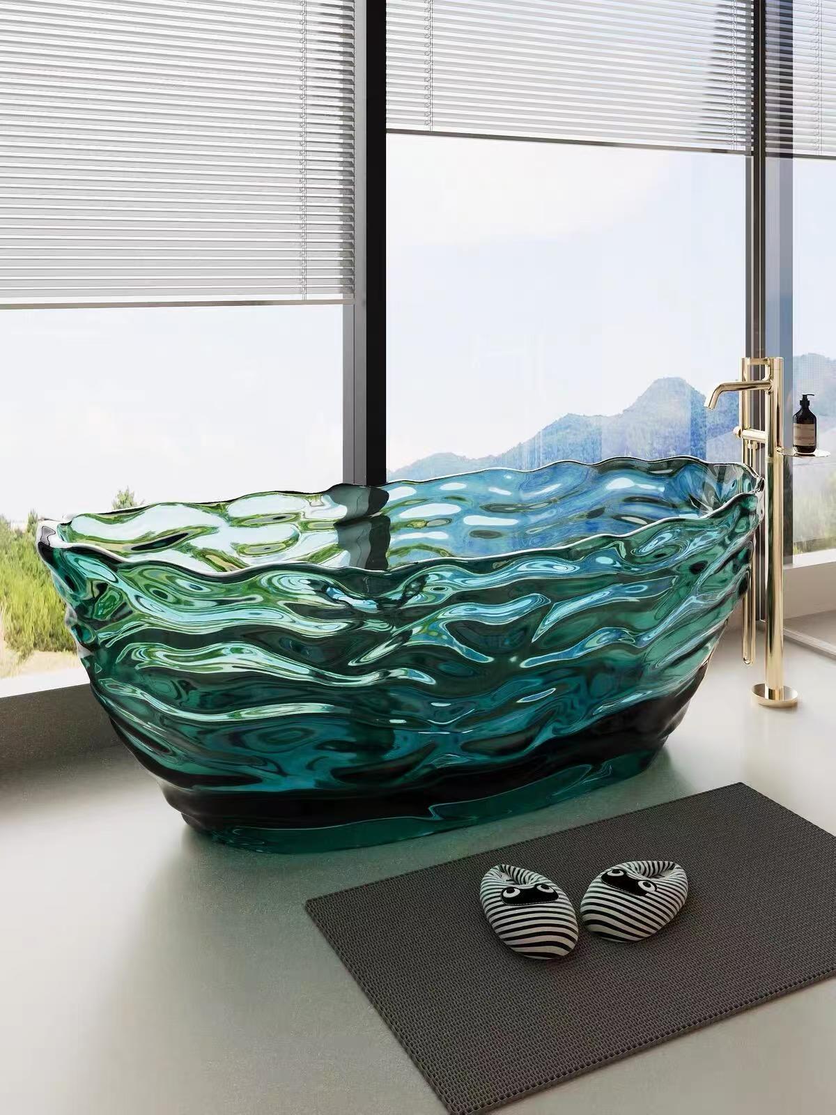 Luxury Italian Transparent Resin Freestanding Bathtub
