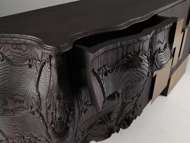 Luxury Nordic Carved Wood TV Cabinet