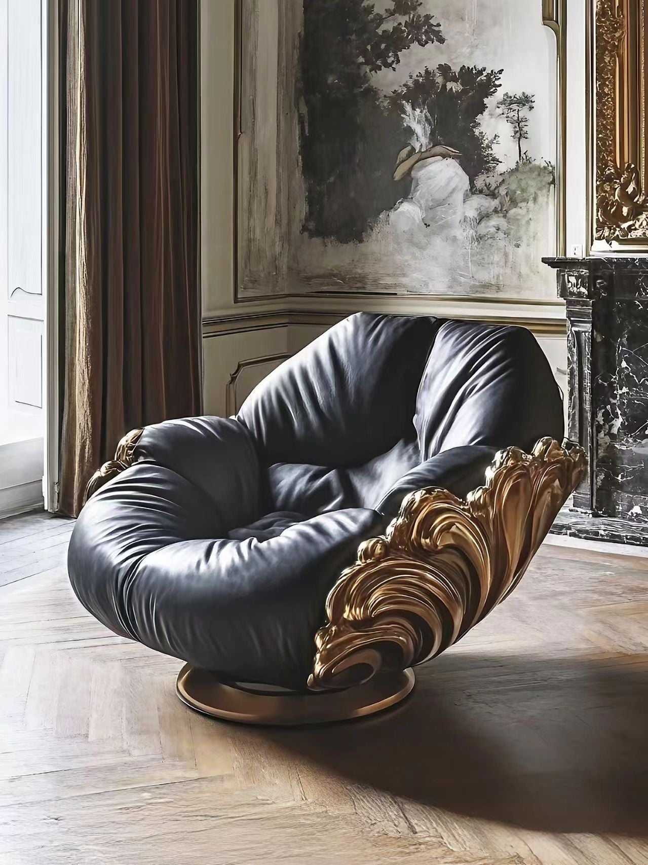 Luxury Italian Gilded Lounge Chair