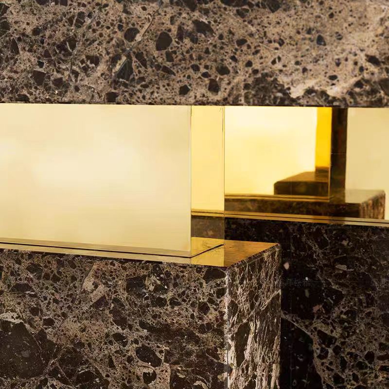 Luxury Marble Entryway Console Table with Brass & Stainless Steel Design