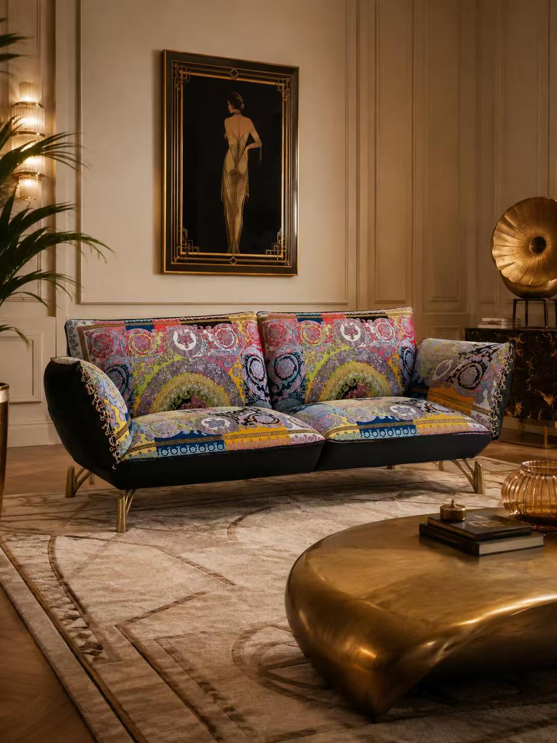 Luxury Italian Printed Leather Sofa