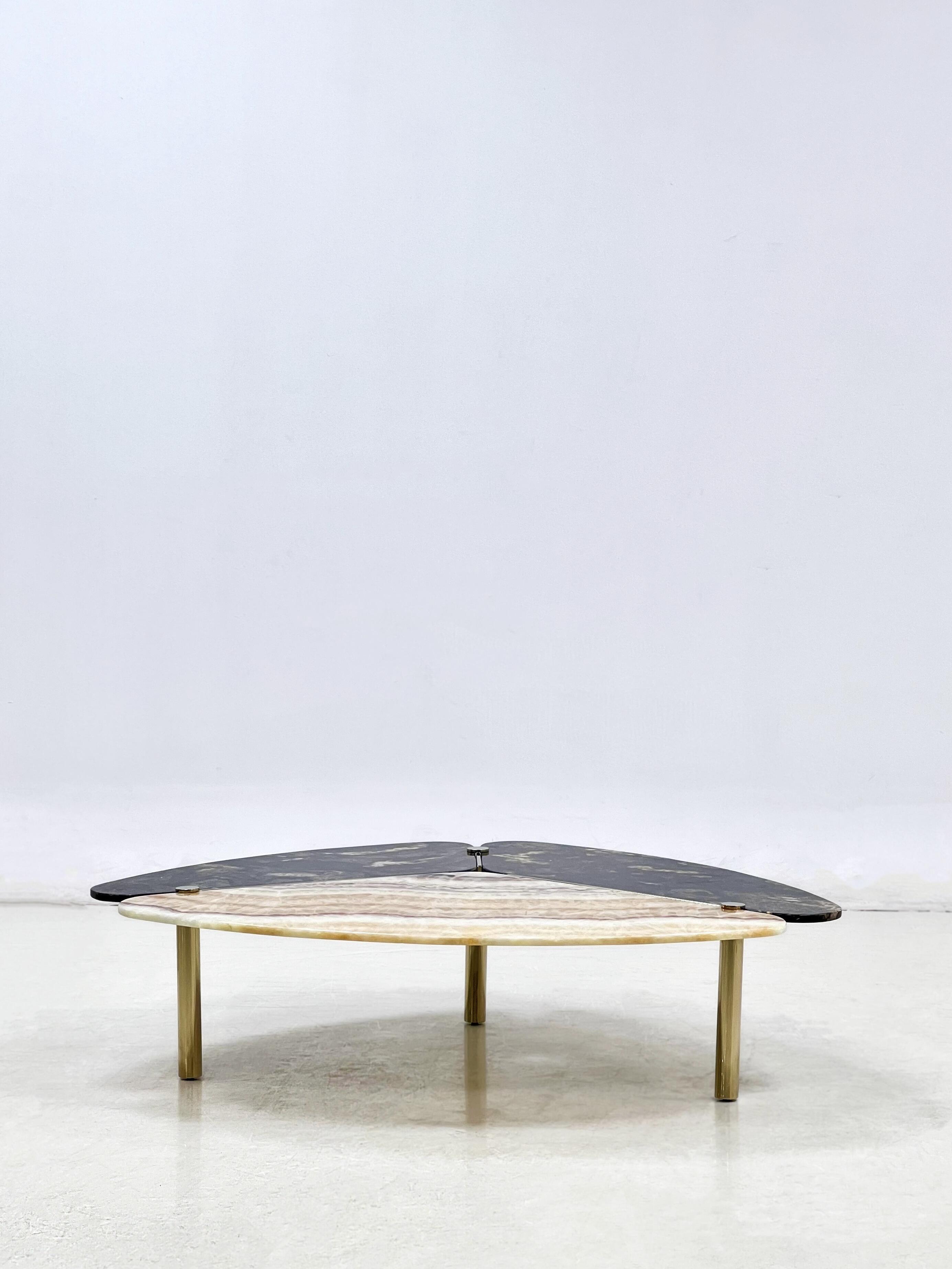 Luxury Italian Irregular Triangle Coffee Table with Natural Stone Top