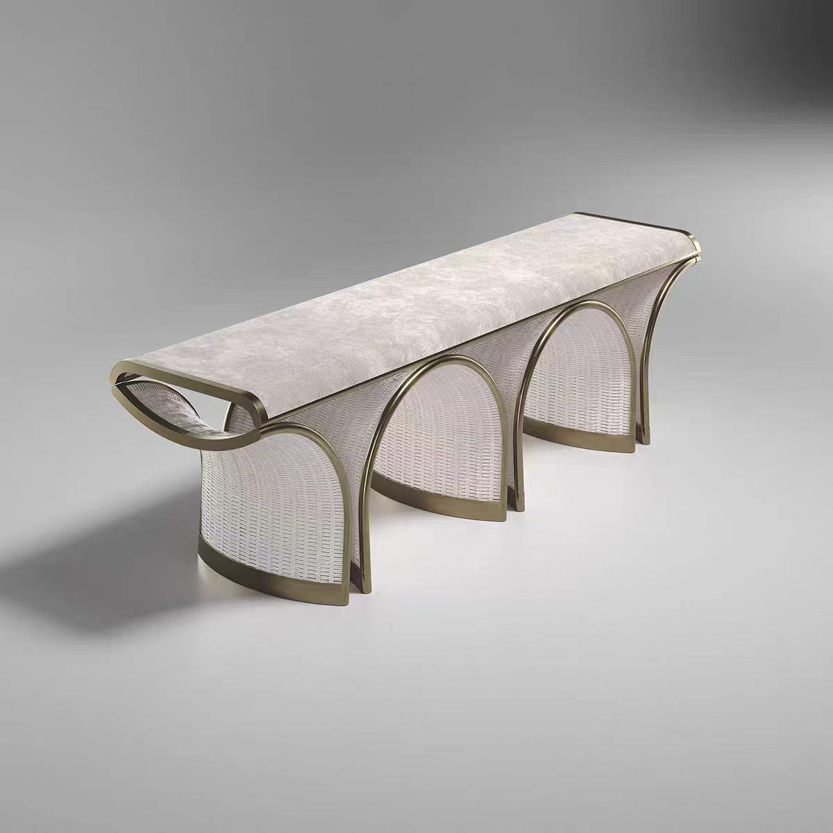 Luxury Italian Rattan Bed Bench
