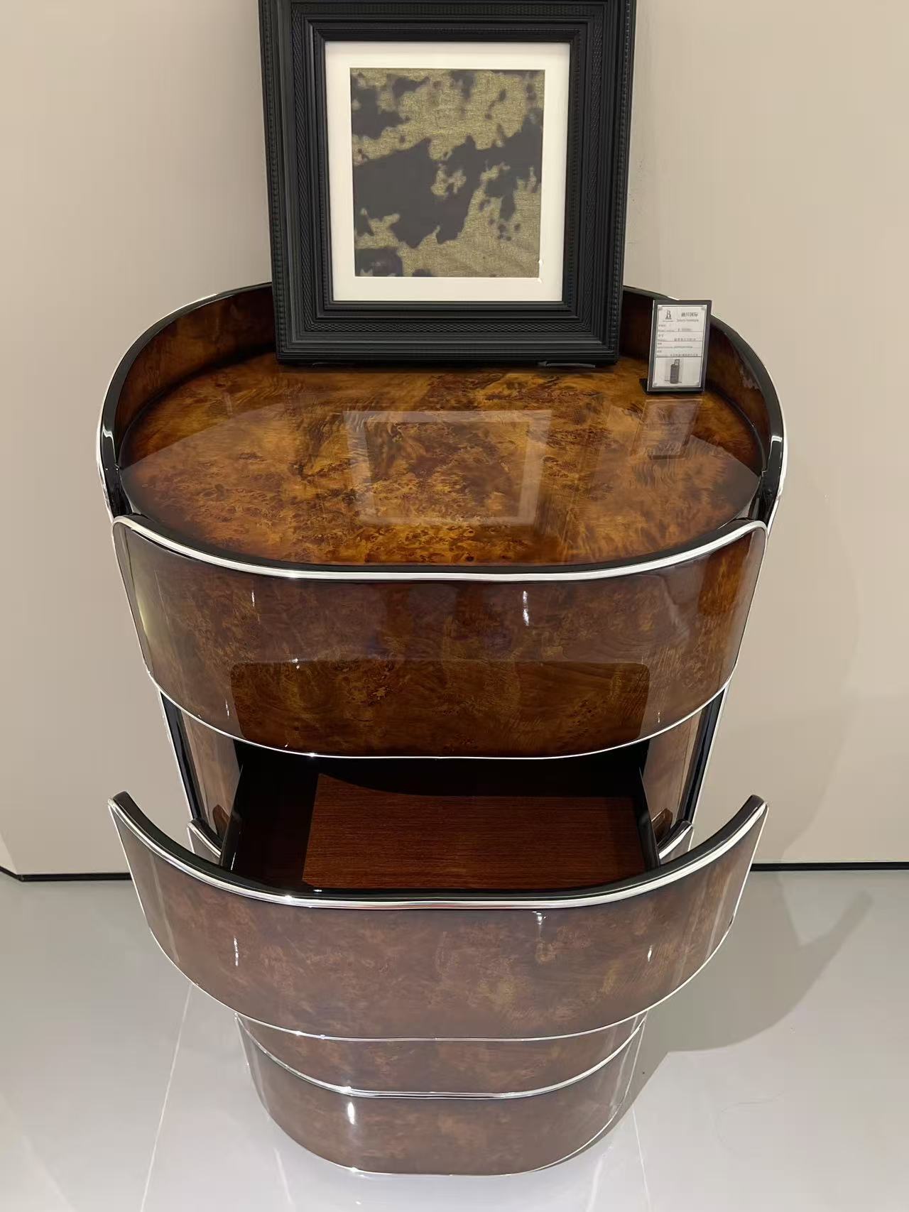 Luxury Italian Bentley-Inspired Curved Console Cabinet