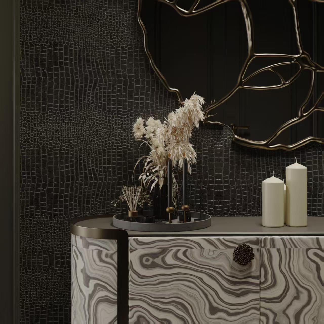 Luxury Italian Stone Top Console Cabinet Design