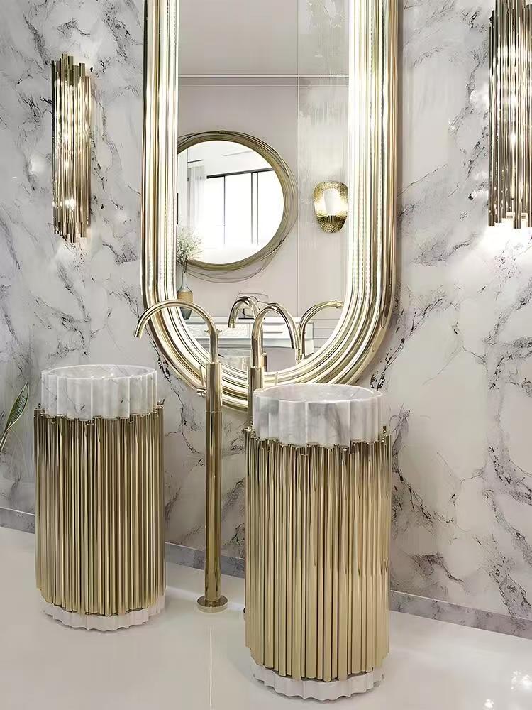 Portuguese Bocadolobo Inspired Marble Pedestal Sink