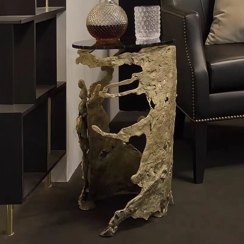 Luxury Italian Brass Sculptural Side Table