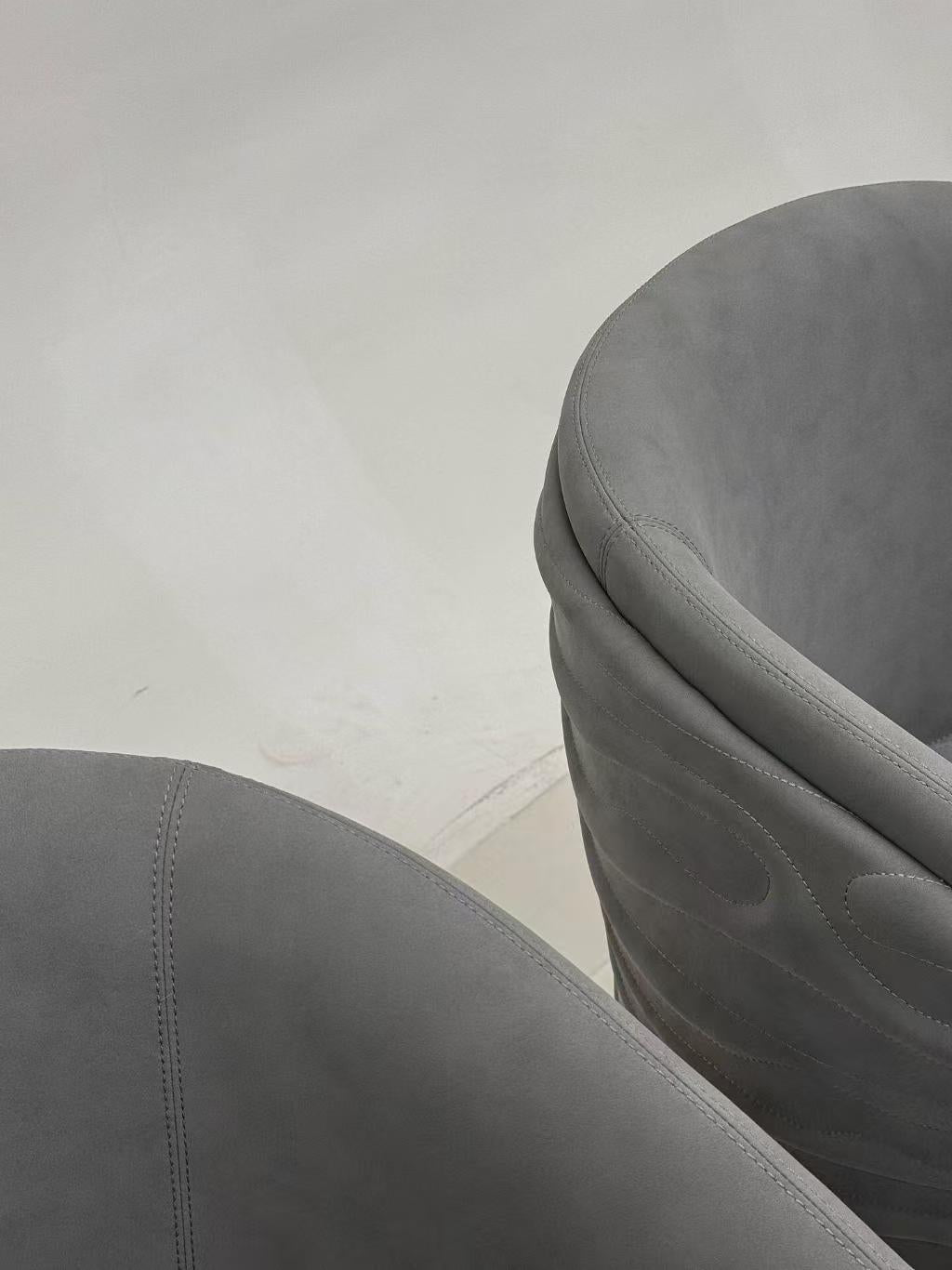 Luxury Italian Dining Chair with Leather Fabric & Stainless Steel Design