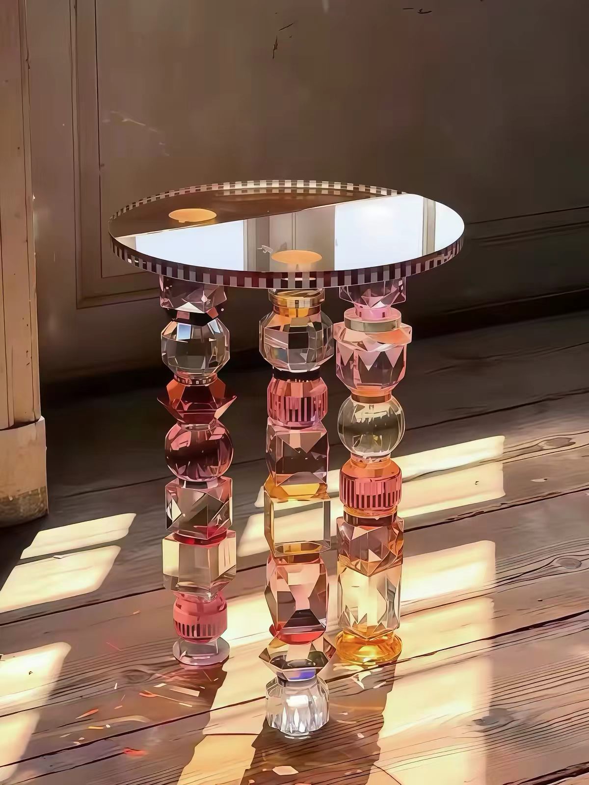 Luxury Italian Crystal Acrylic Side Table