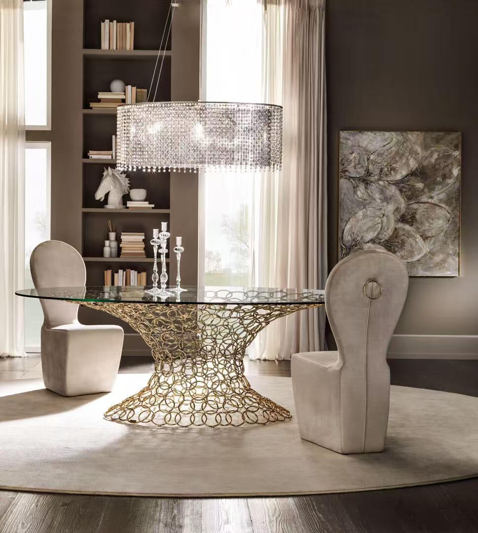 Luxury Italian Irregular Glass Dining Table Design