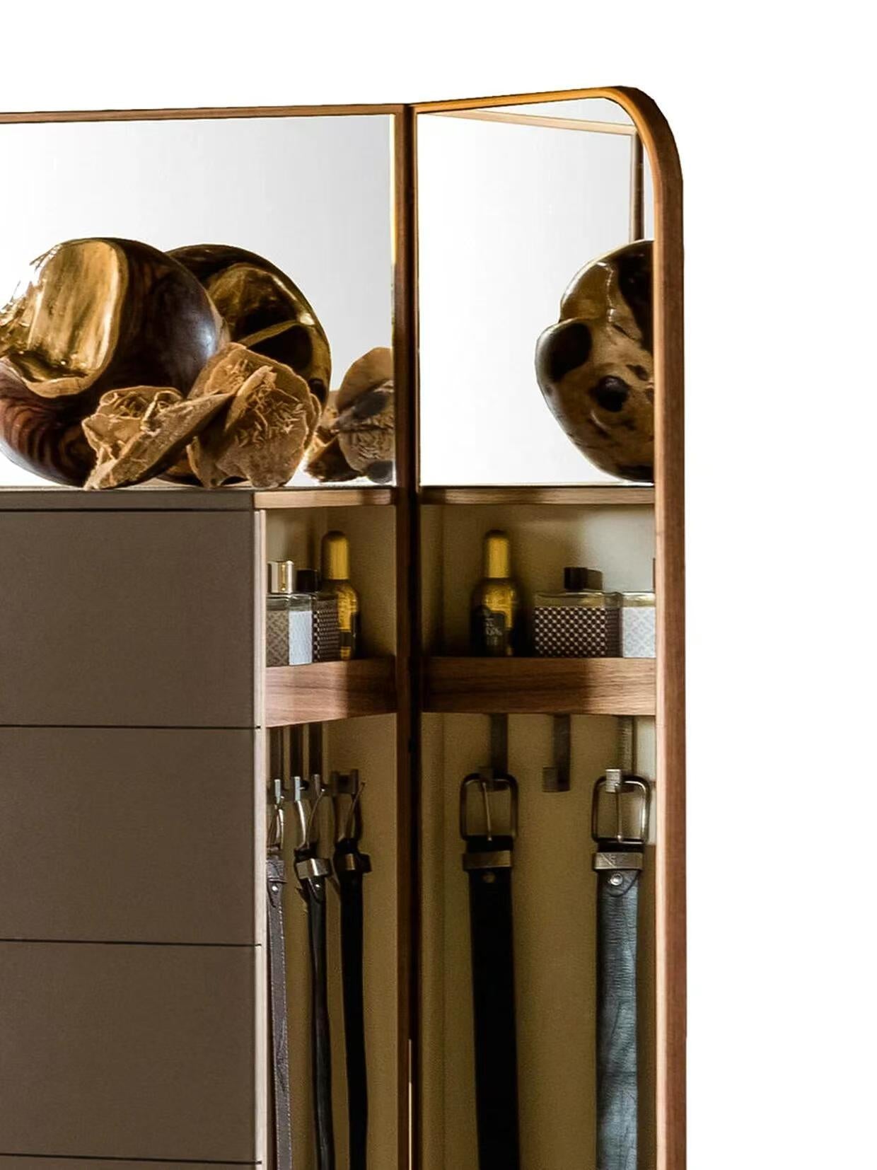 Luxury Italian Solid Wood Chest of Drawers with Glass Display Design