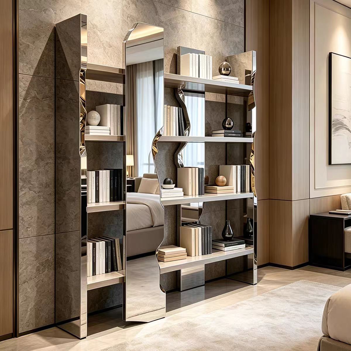 Luxury Italian Irregular Metal Bookshelf