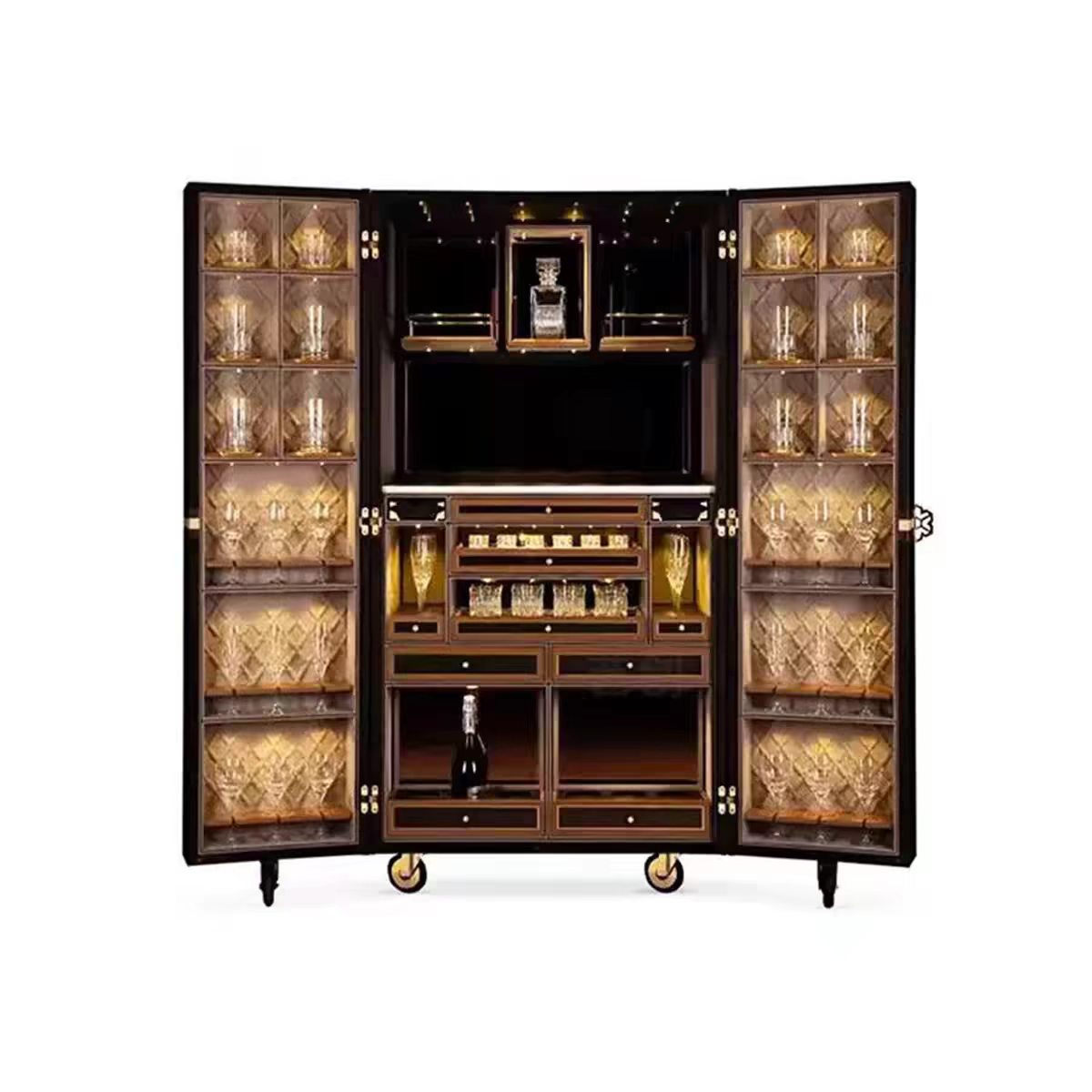 Luxury Italian Leather Box Wine Cabinet Design