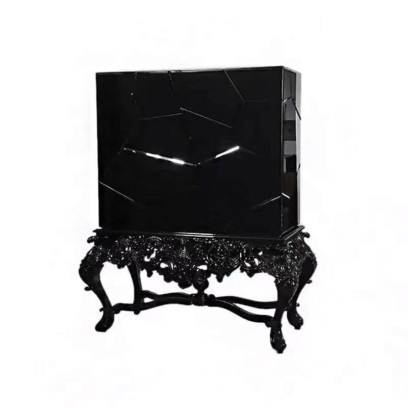 Luxury Italian Black Wood Wine Cabinet