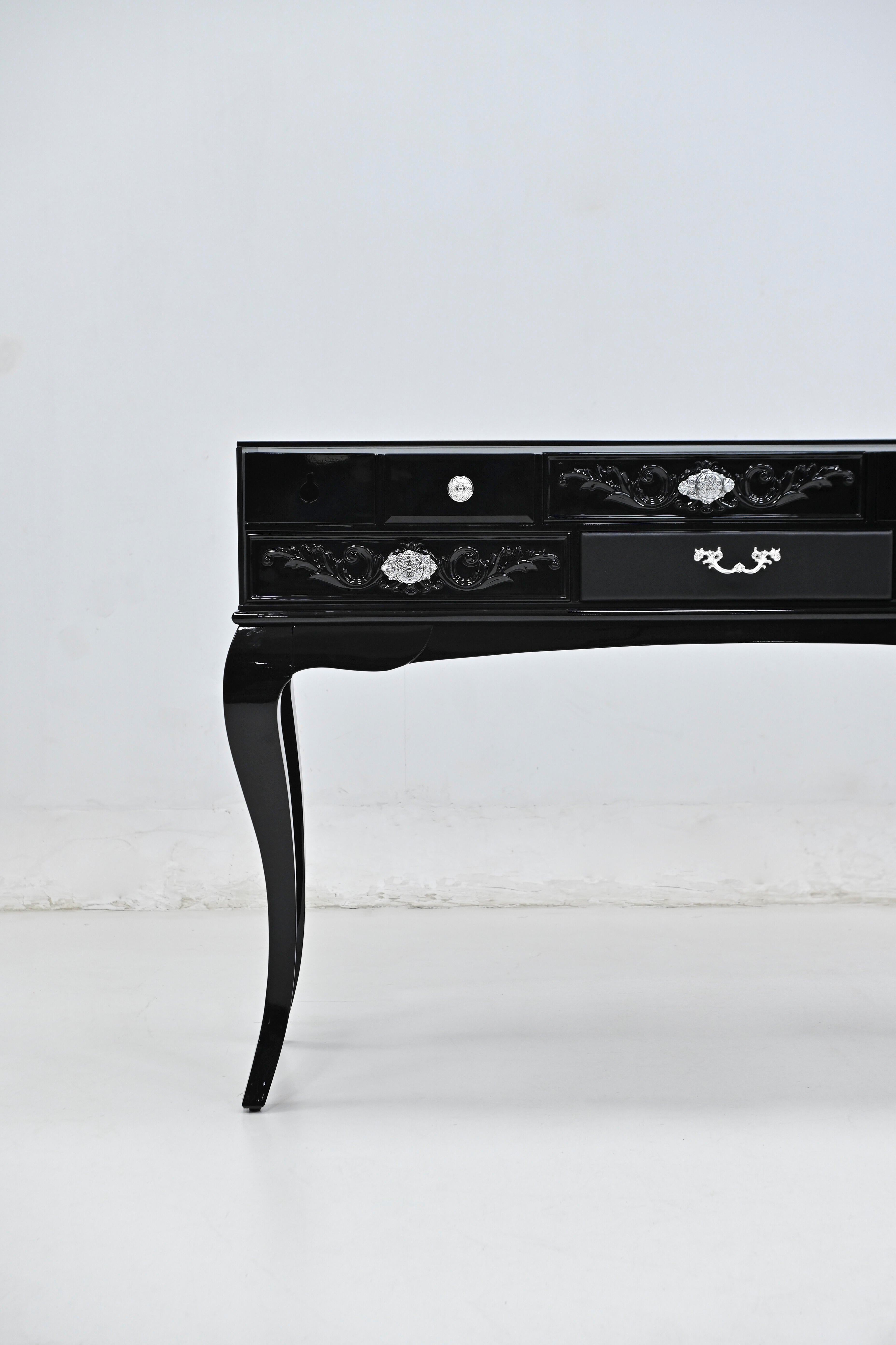 Luxury Italian Boca Entryway Console Cabinet with Stainless Steel Handles