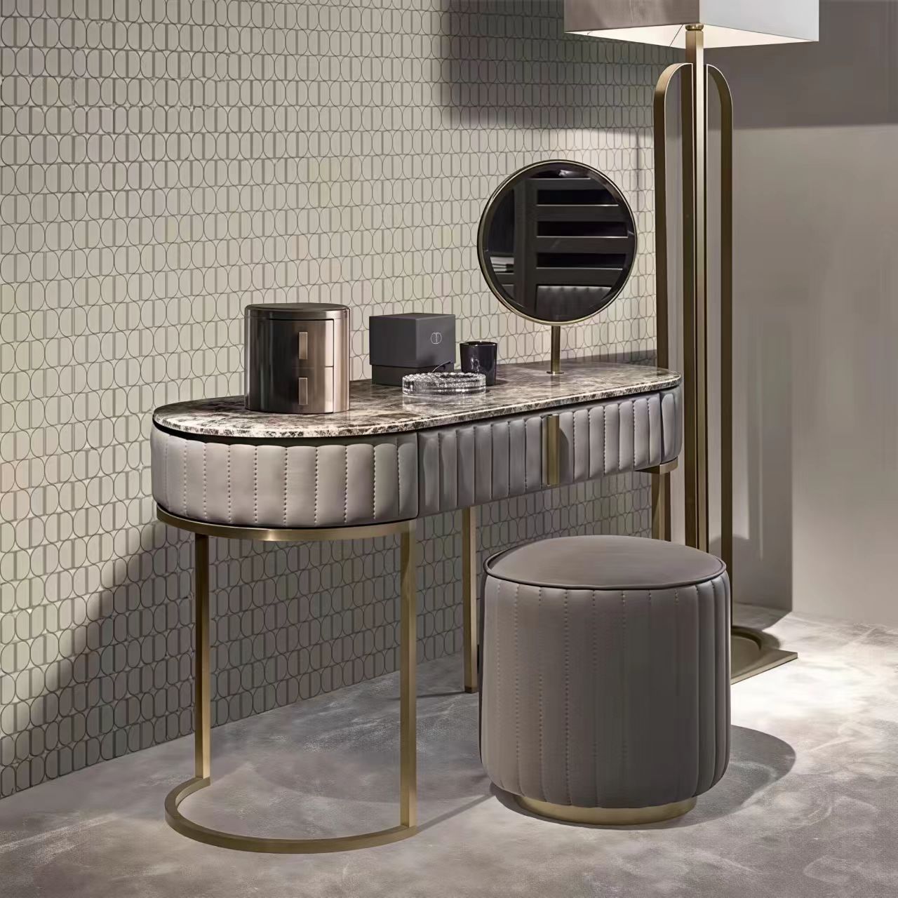 Luxury Italian Stainless Steel Vanity Table