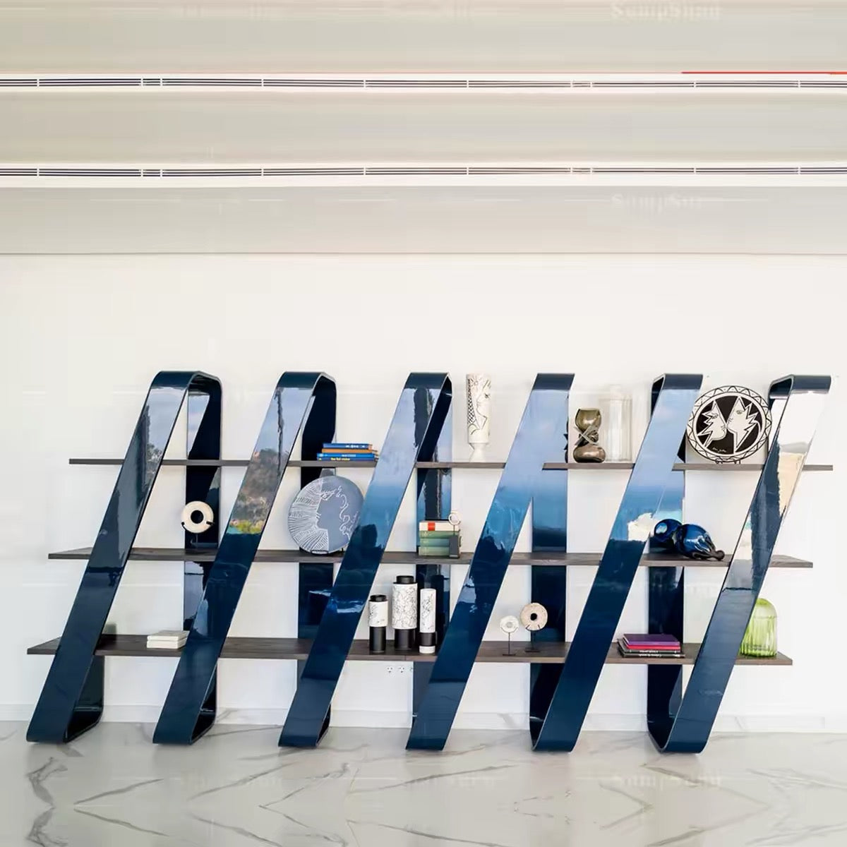 Italian Designer Ribbon Floor Standing Bookshelf