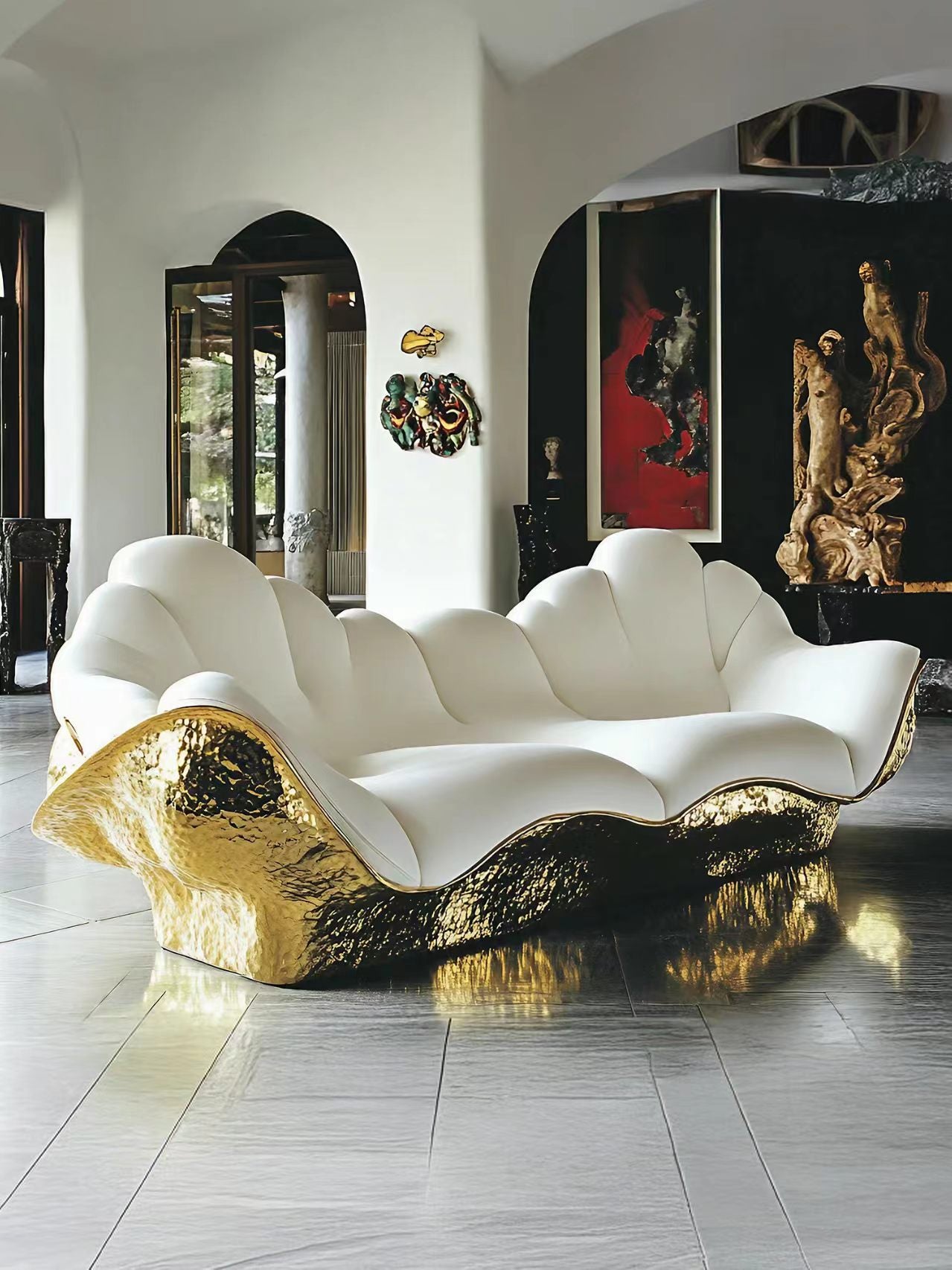 Luxury Italian Golden Cloud Sculptural Sofa