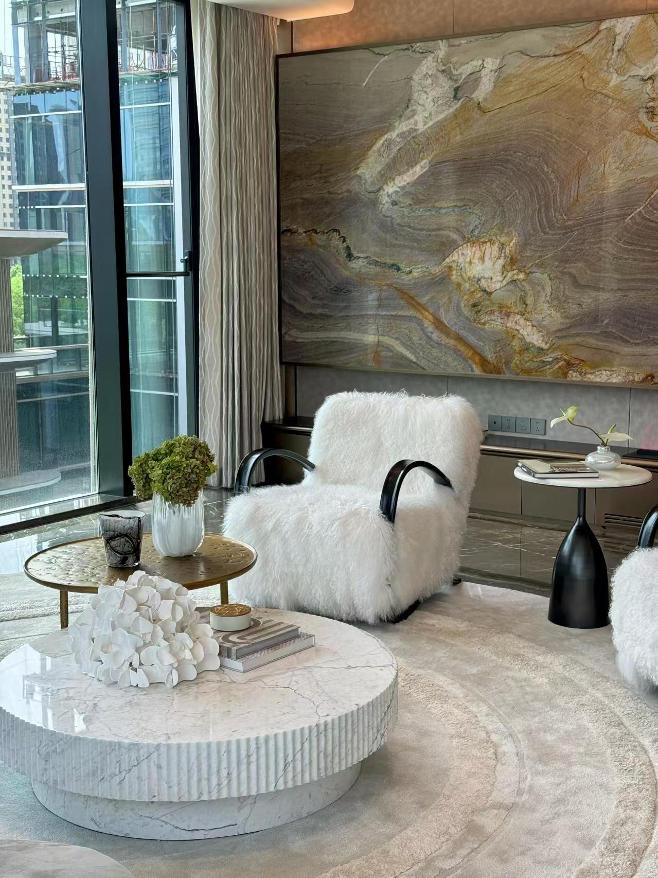 Luxury Italian Wool Lounge Chair
