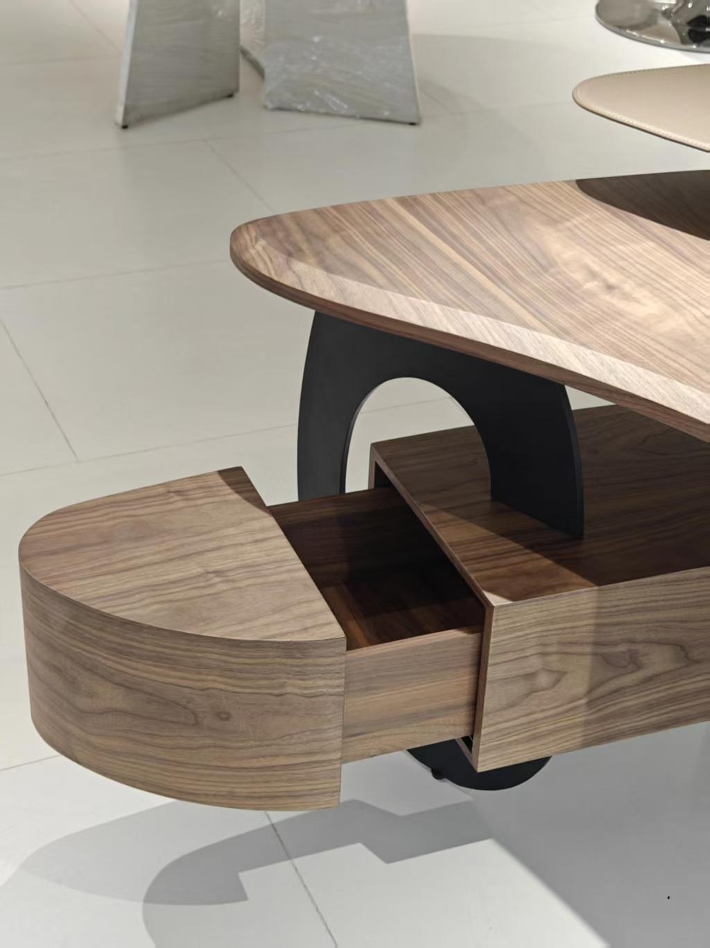 Luxury Italian Executive Corner Desk with Leather & Wood Design