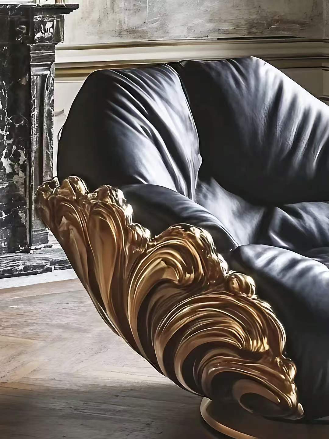 Luxury Italian Gilded Lounge Chair