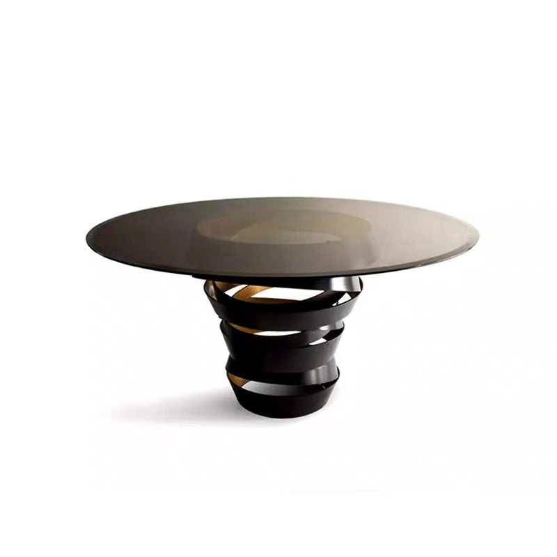 Luxury Italian Round Dining Table with Glass & Stainless Steel Design