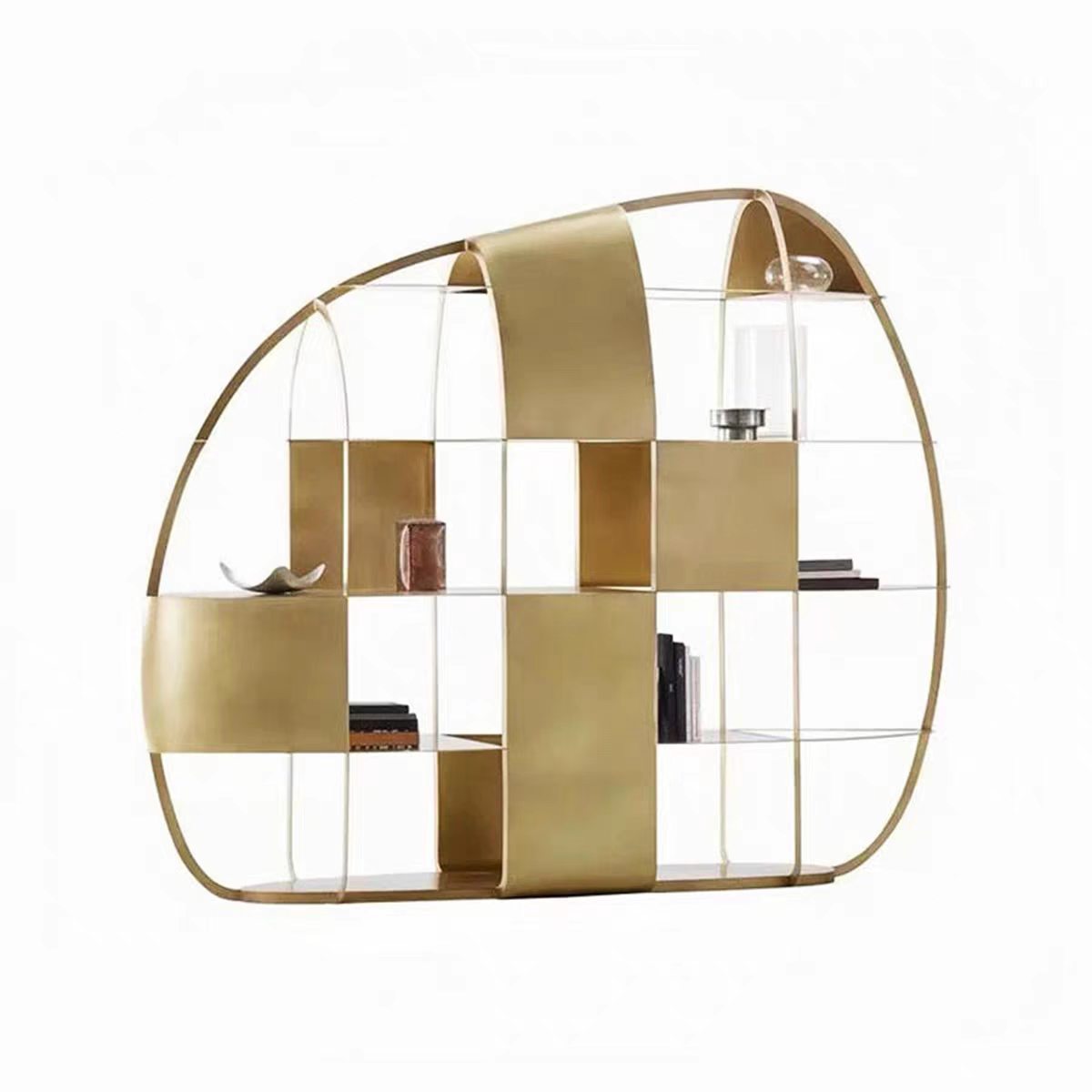 Luxury Italian Stainless Steel Display Bookshelf Design