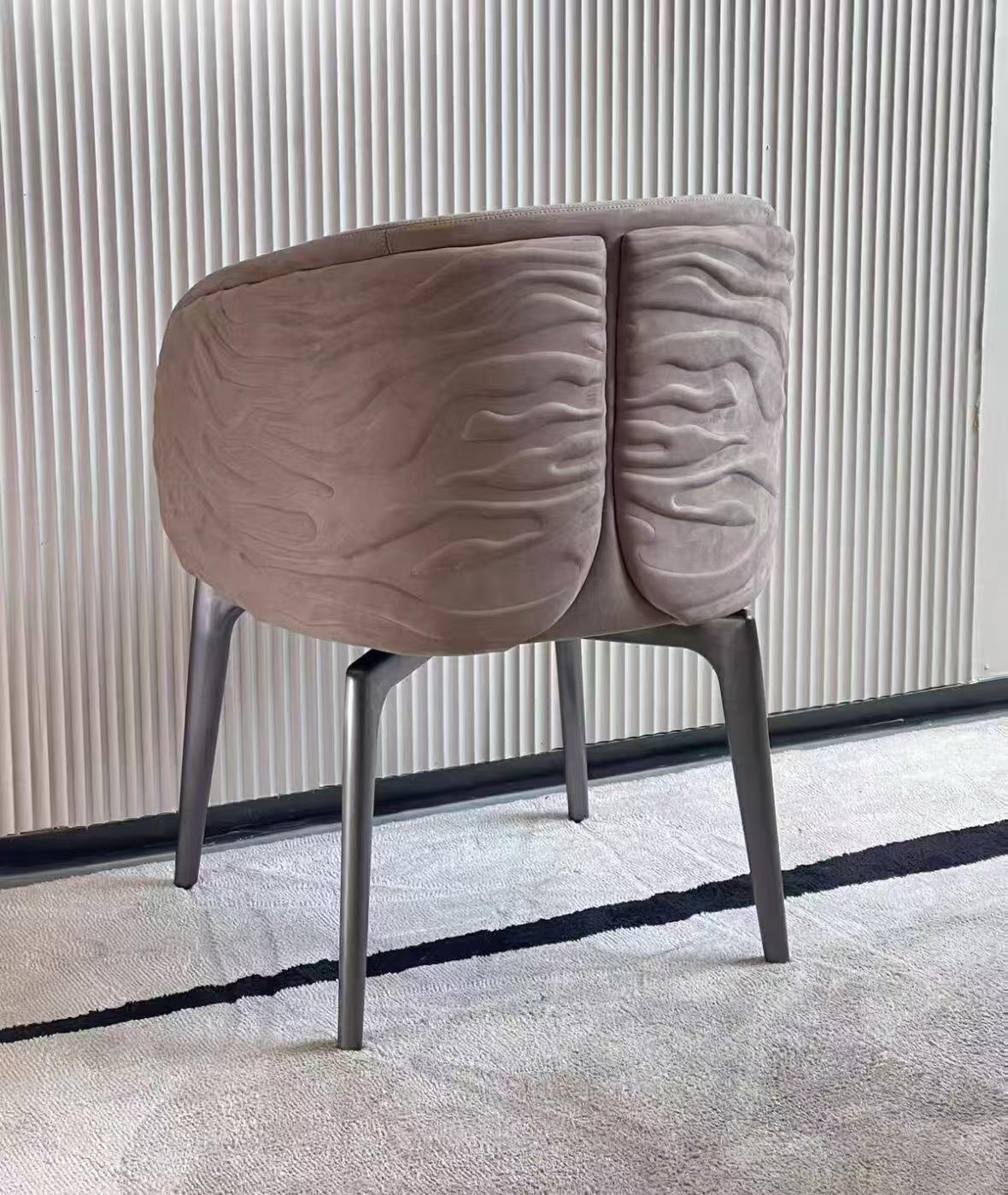 Luxury Italian Dining Chair with Leather Fabric & Stainless Steel Design