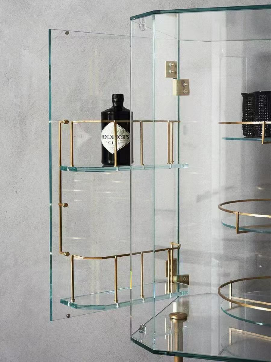 Luxury Italian Glass Wine Cabinet with Stainless Steel Design
